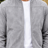 Mortimer Suede Bomber Jacket - Lead Product Detail