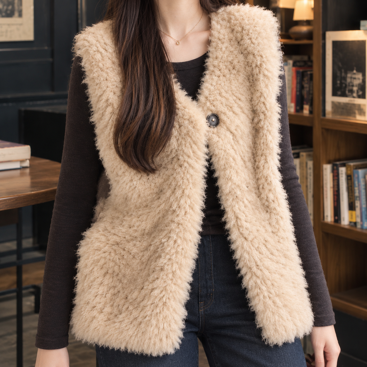 Serena Faux Fur Vest - Lead Product Detail