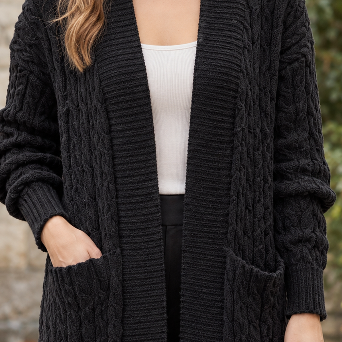 Stella Cable Knit Cardigan - Lead Product Detail