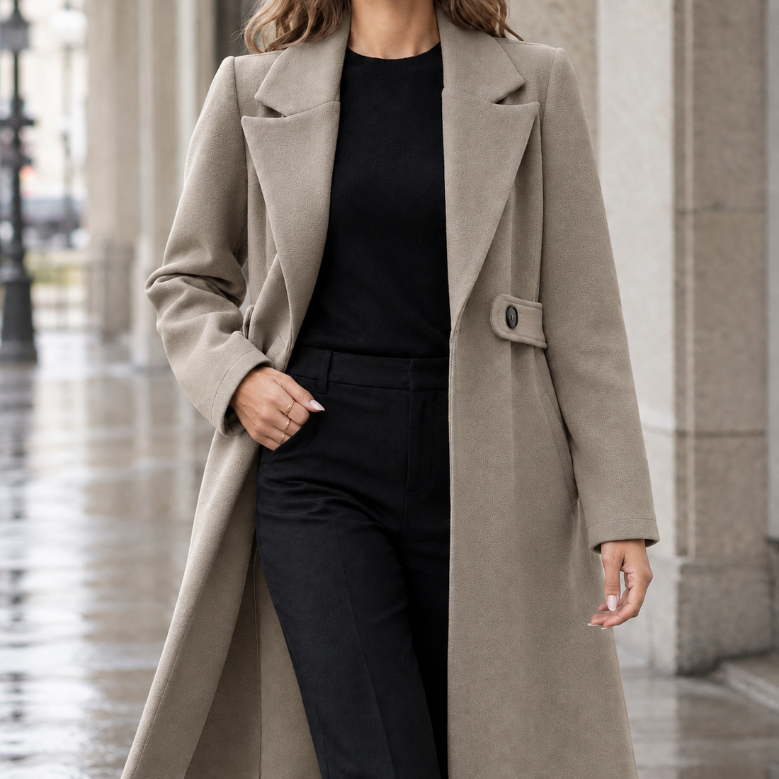 Valencia Tailored Coat - Taupe