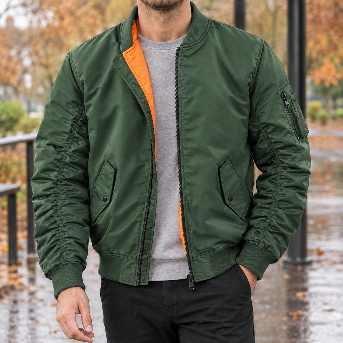 Sterling Bomber Jacket - Military Green