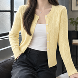 Elodie Cable Knit Cardigan - Light Yellow