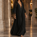 Daphne Lace Kaftan Dress - Black