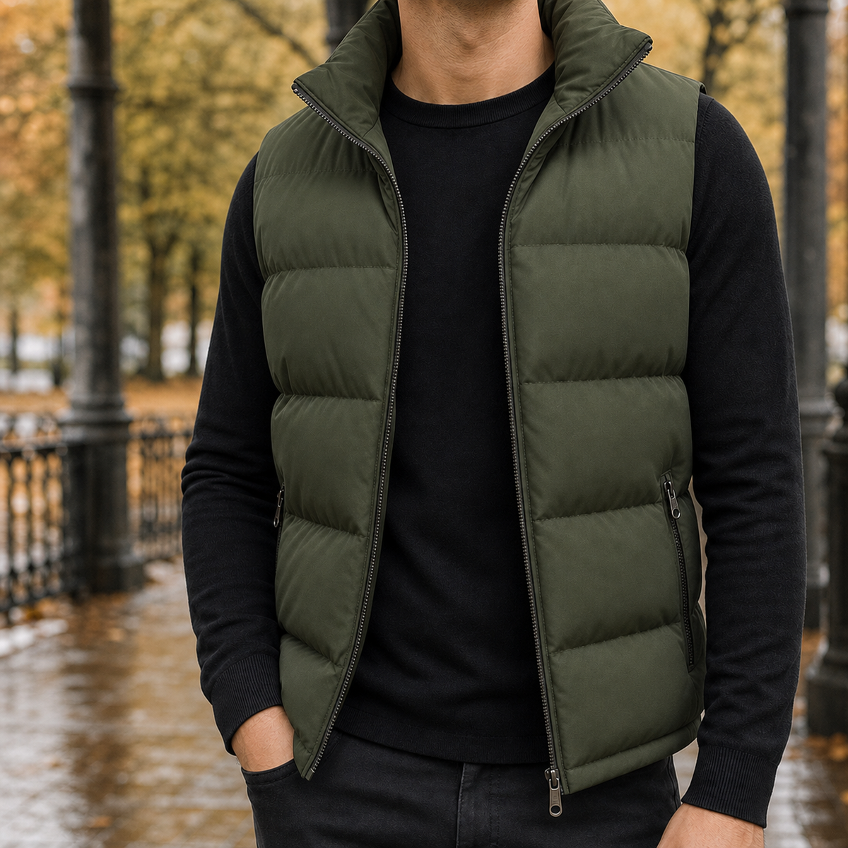 Eamon Puffer Vest - Army Green