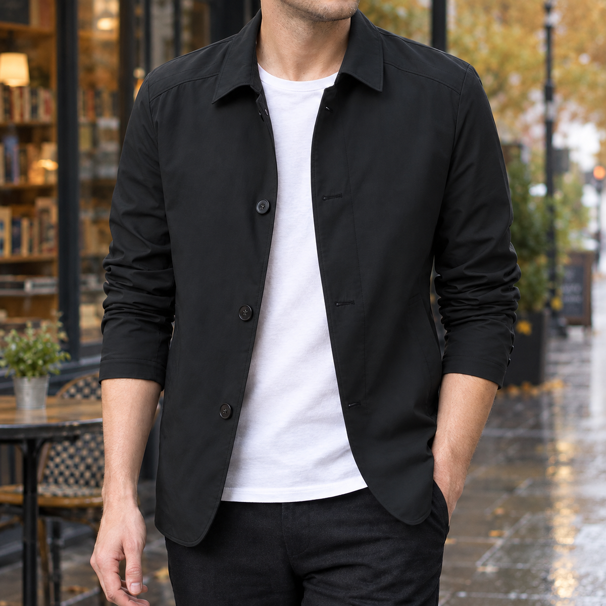 Francis Button Jacket - Black