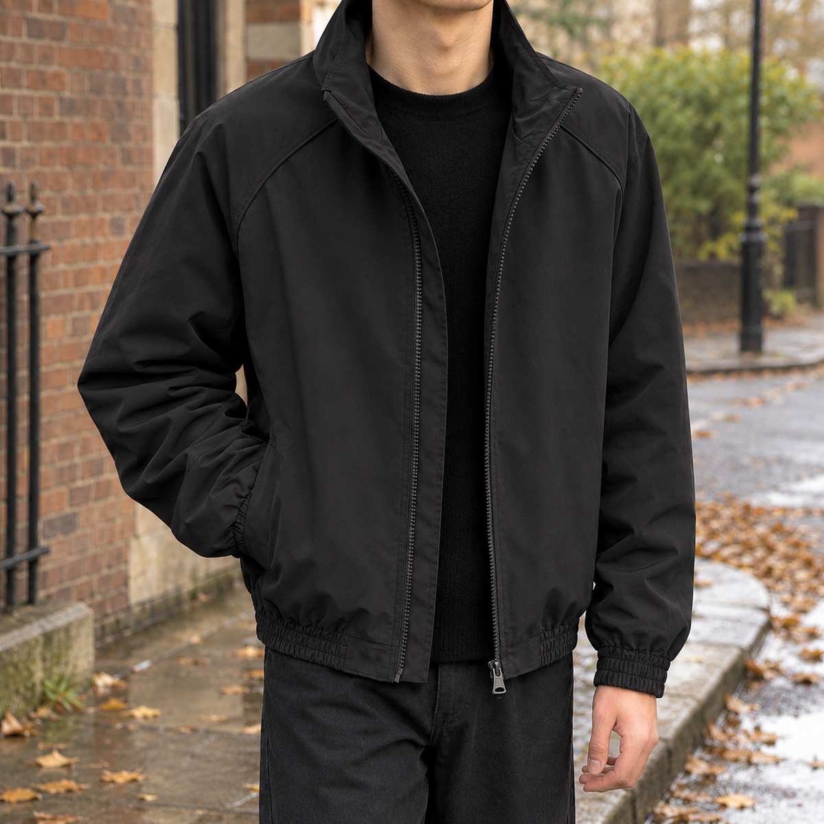 Conrad Stand Collar Jacket - Black