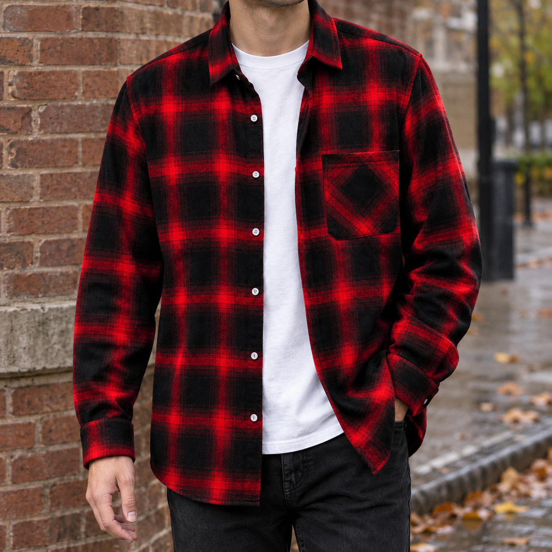 Archer Plaid Overshirt - Red Black Plaid