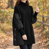 Talia Quilted Turtleneck Sweater - Black