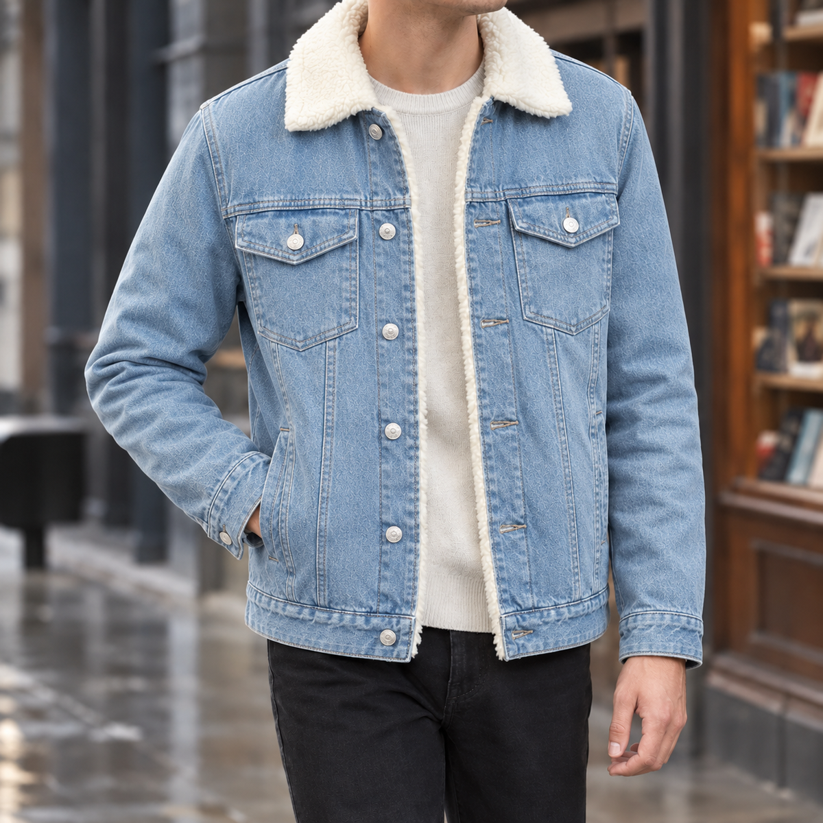 Oliver Denim Jacket - Light Blue Lamb