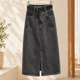 Georgia Denim Skirt - Black Gray