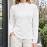 Desiree Mock Neck Top - White