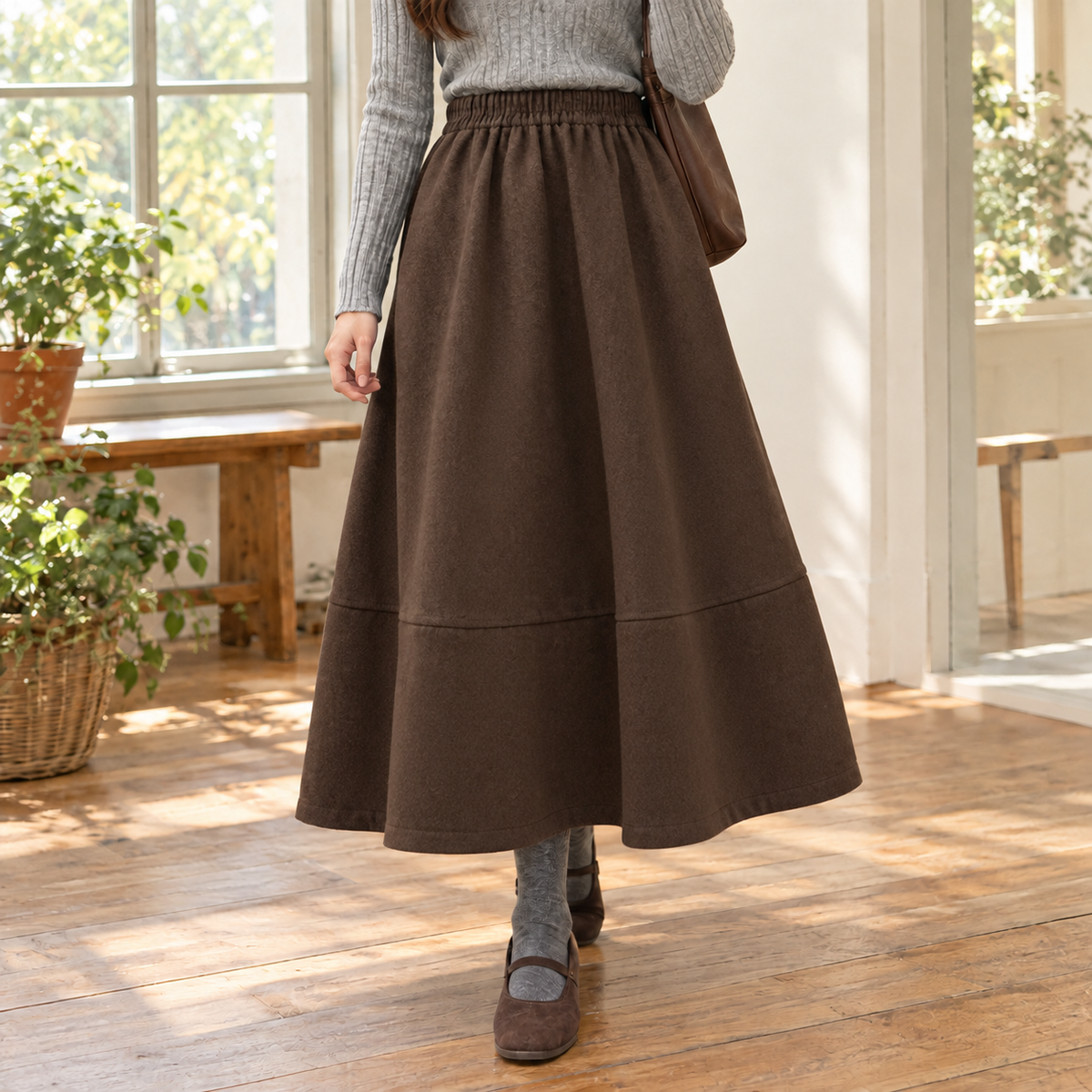 Zelda A-Line Skirt - Brown