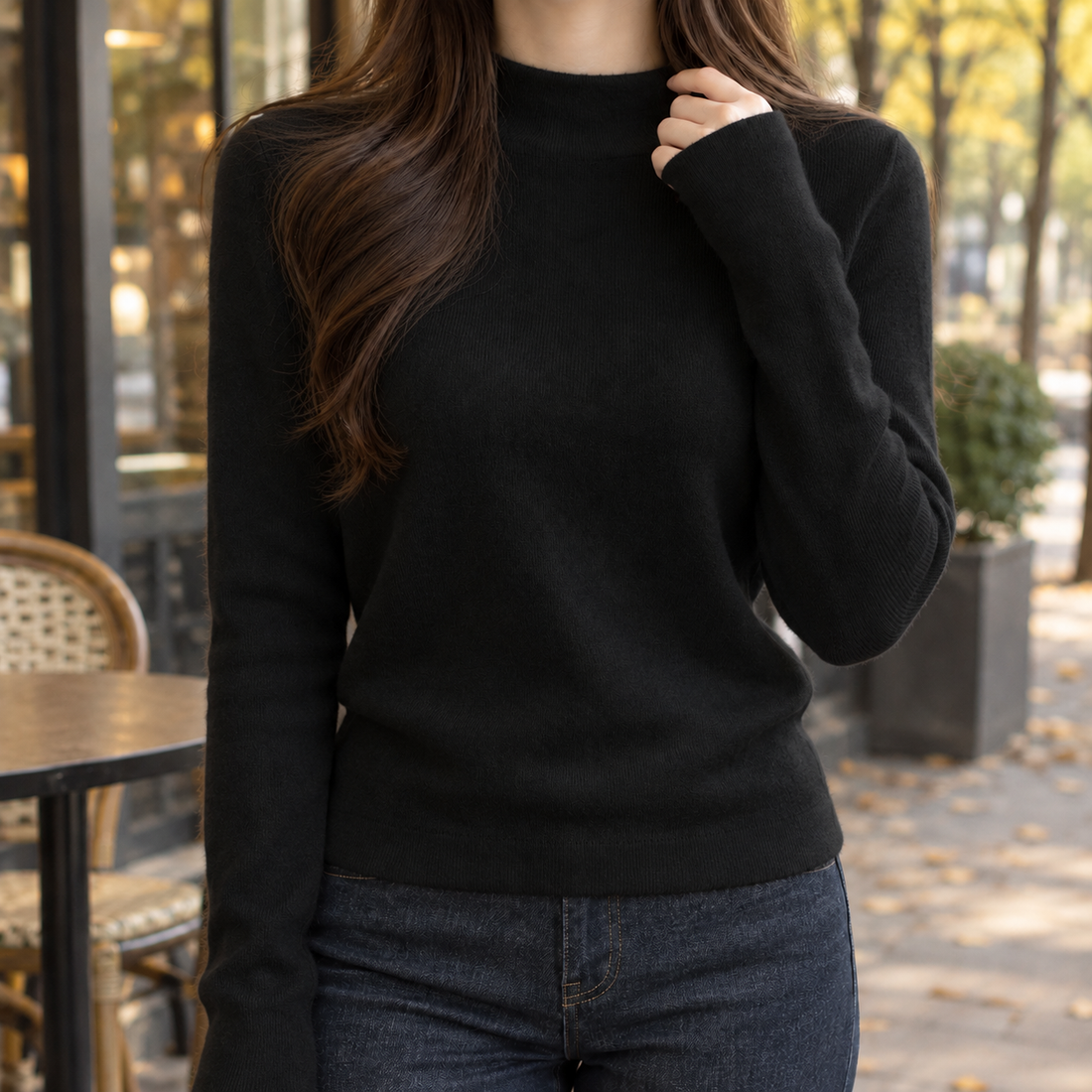 Ursuline Ribbed Sweater - Black