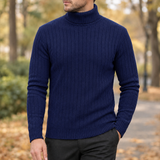 Esteban Ribbed Turtleneck Sweater - Navy Blue