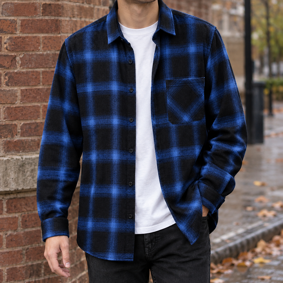 Archer Plaid Overshirt - Blue Black Plaid