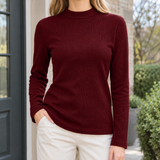 Desiree Mock Neck Top - Burgundy