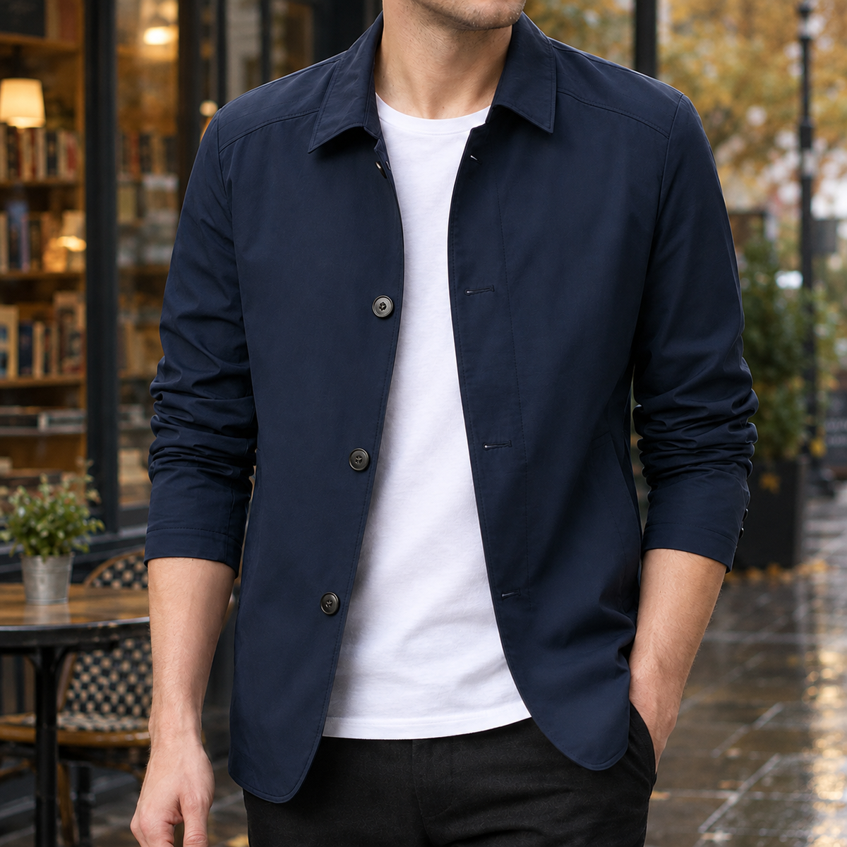 Francis Button Jacket - Navy