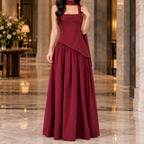 Adaline Asymmetric Maxi Dress - Deep Red