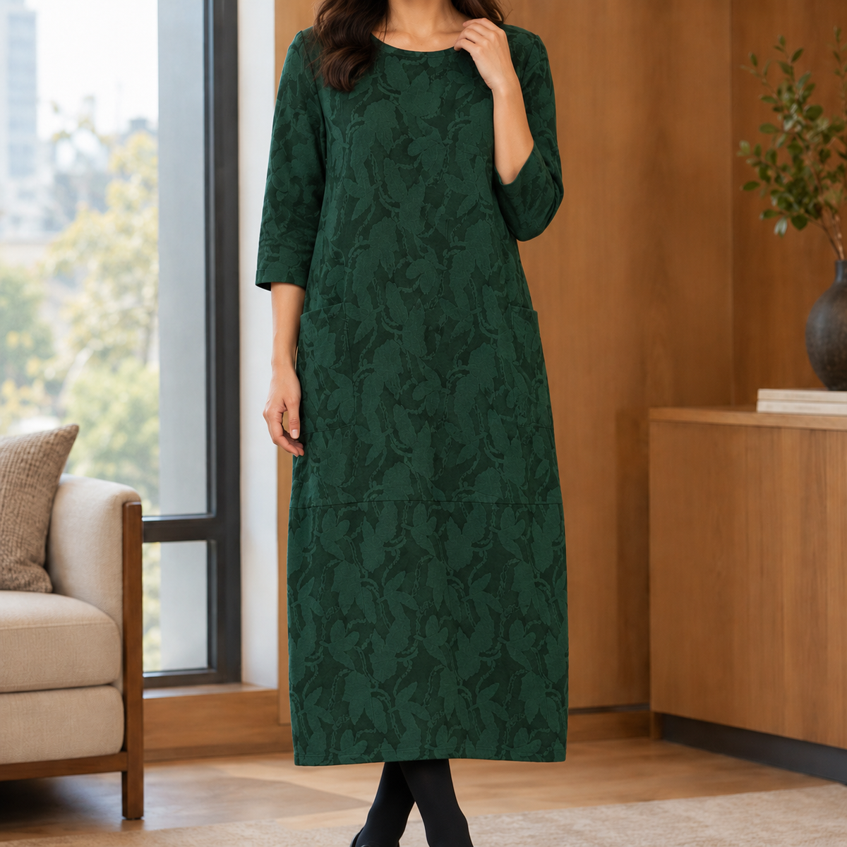 Demelza Relaxed Midi Dress - Green