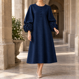 Ada Floral Cuff Dress - Navy Blue