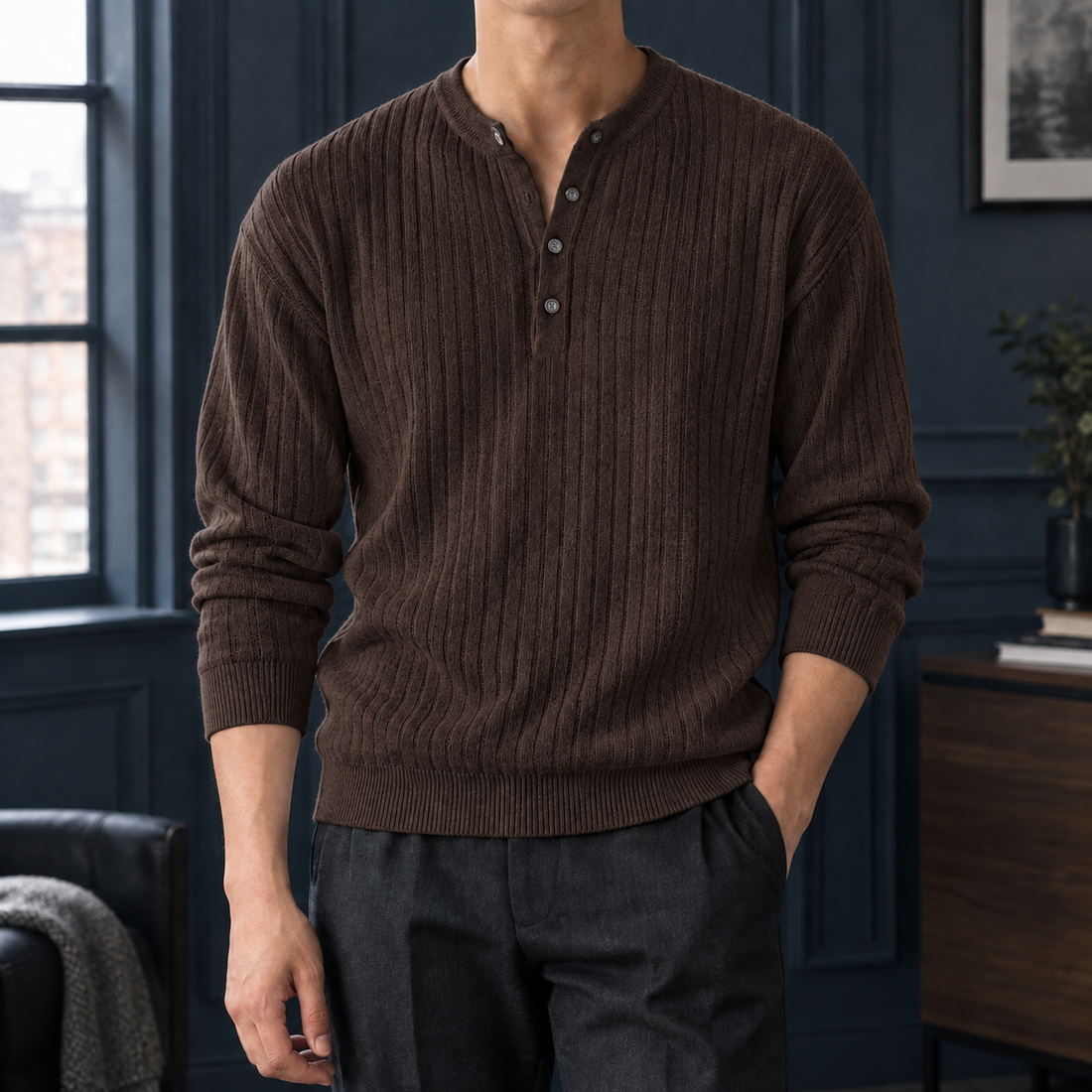 Nico Ribbed Sweater - Dark Brown