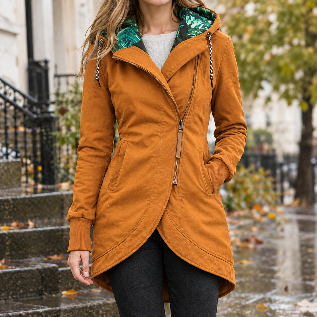 Luna Hooded Jacket - Ginger Yellow