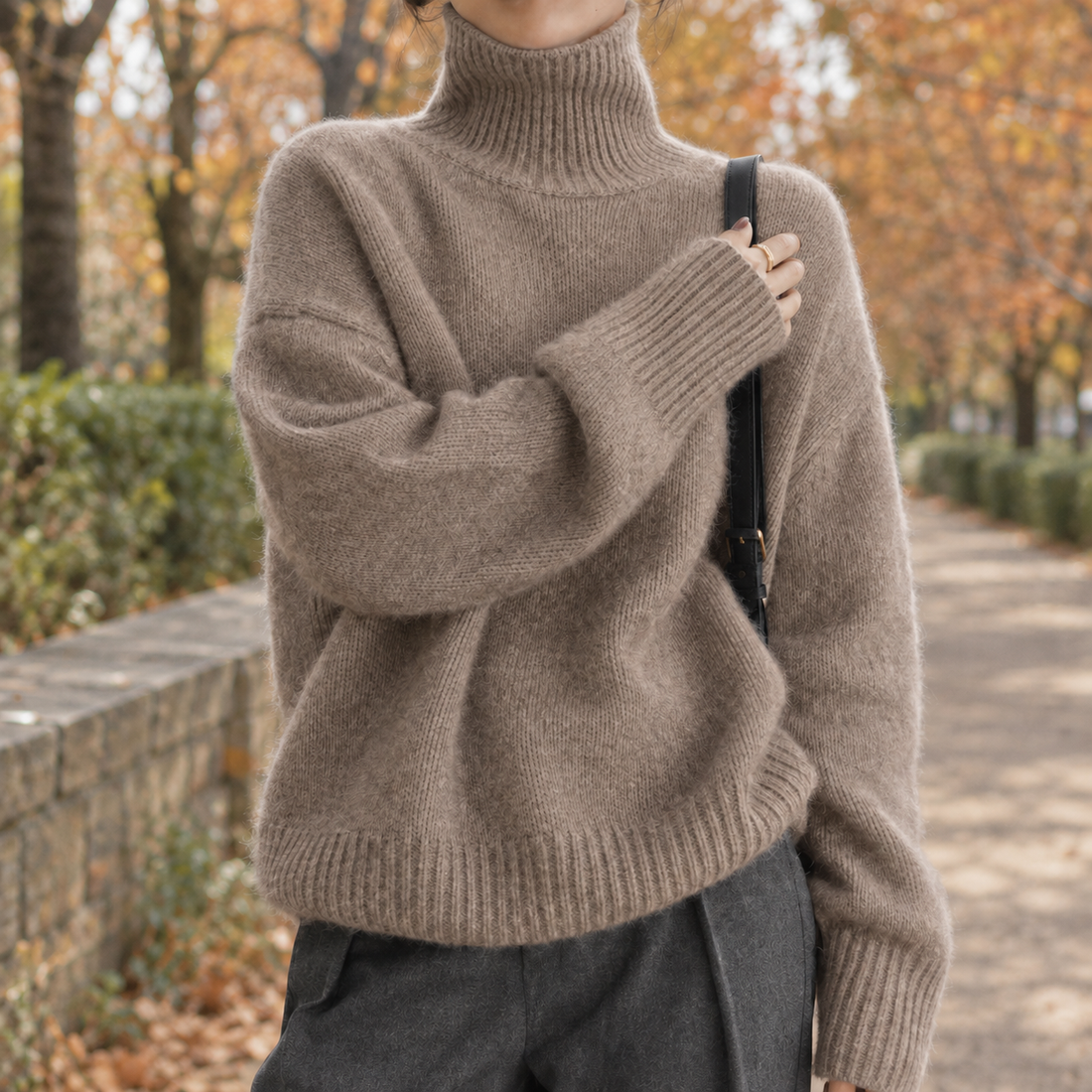 Melisande Relaxed Turtleneck Sweater - Brown