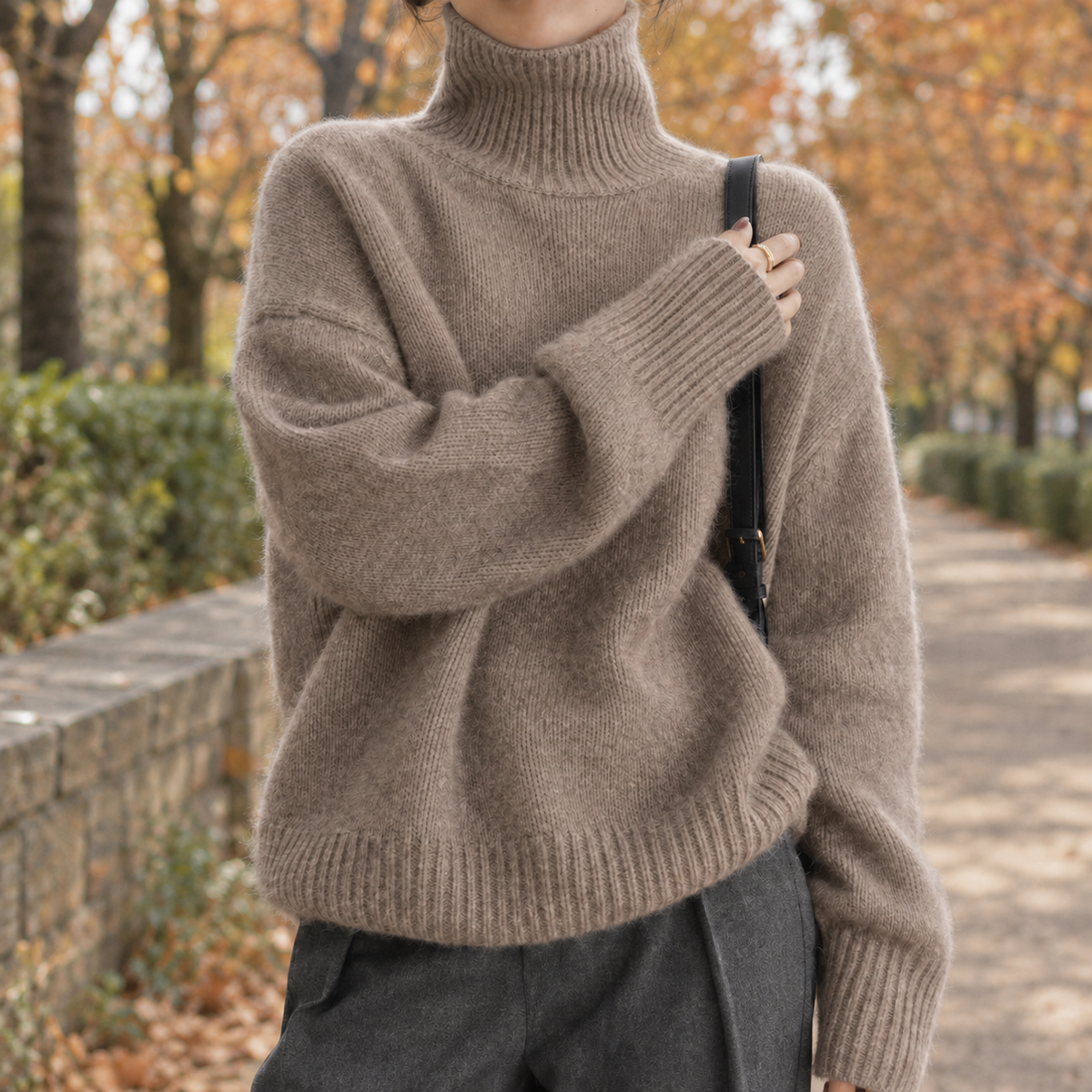 Melisande Relaxed Turtleneck Sweater - Brown