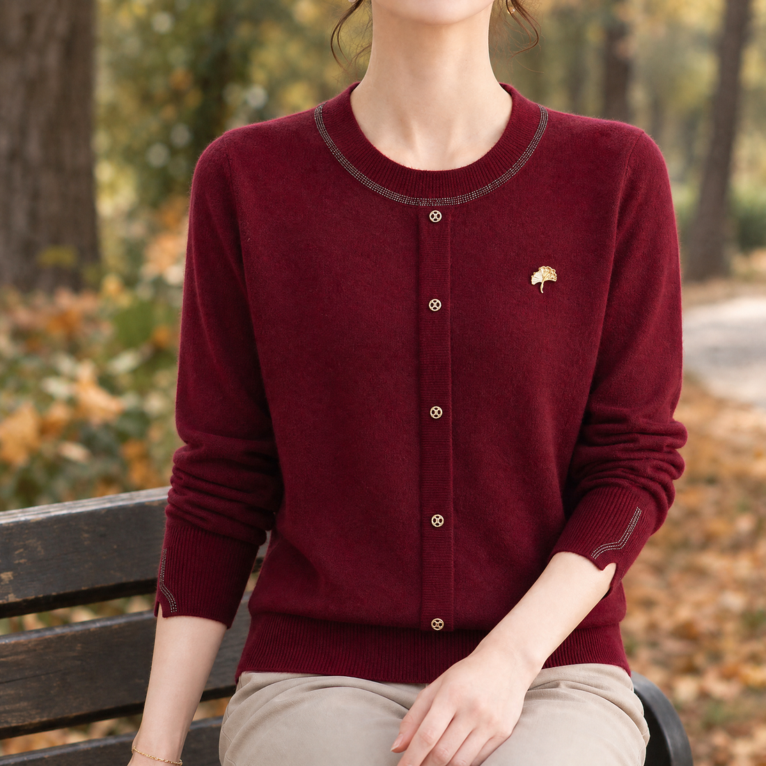 Ramona Button Detail Sweater - Angora Red