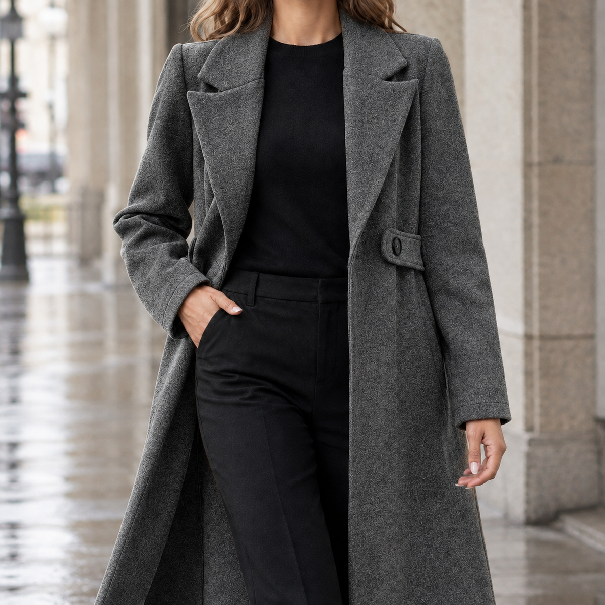 Valencia Tailored Coat - Dark Gray