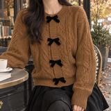 Juliet Bow Cardigan - Coffee