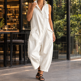 Solange Stand Collar Jumpsuit - Off White