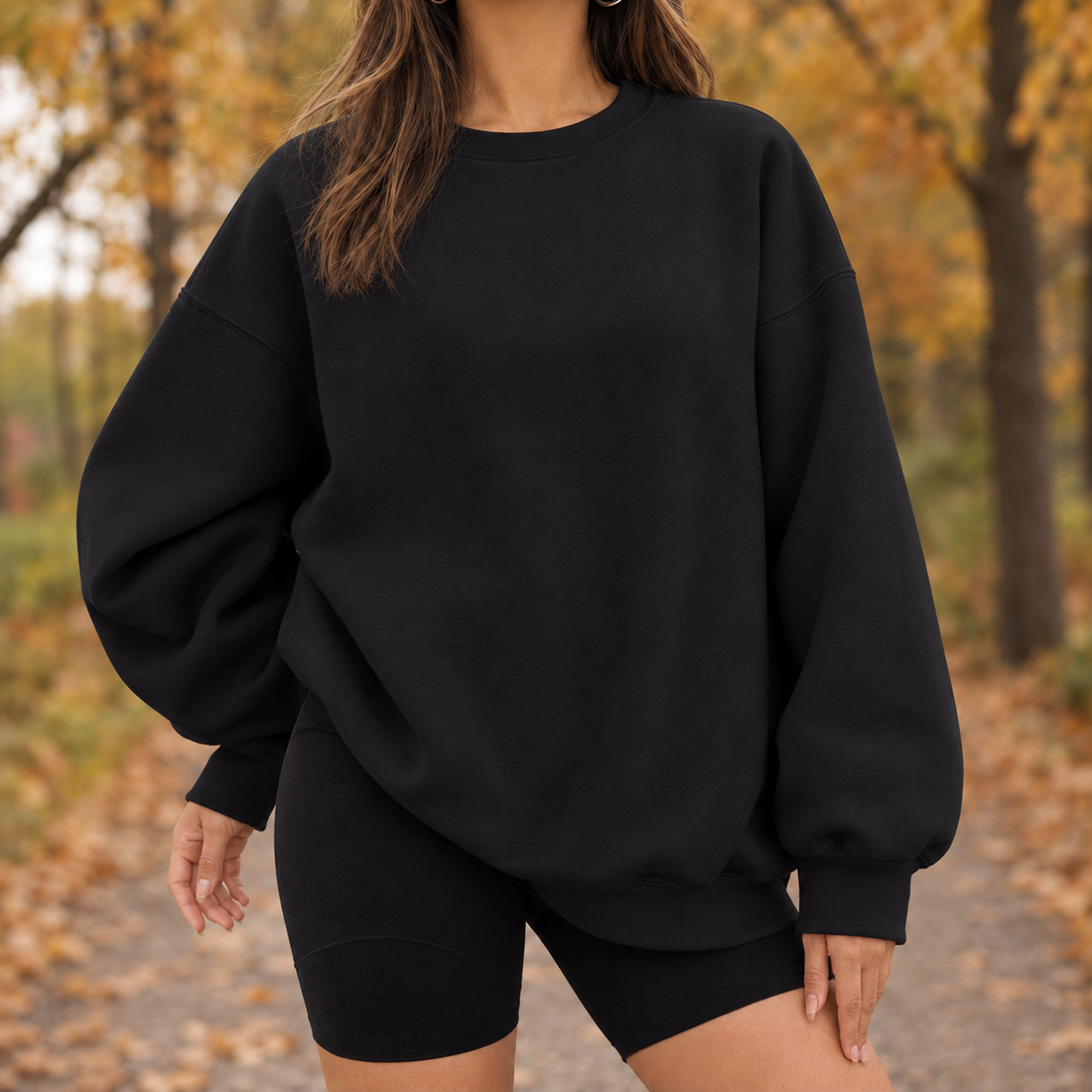 Aria Oversized Sweatshirt - Round Neck Black