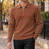 Laurent Half Zip Sweater - Caramel Brown