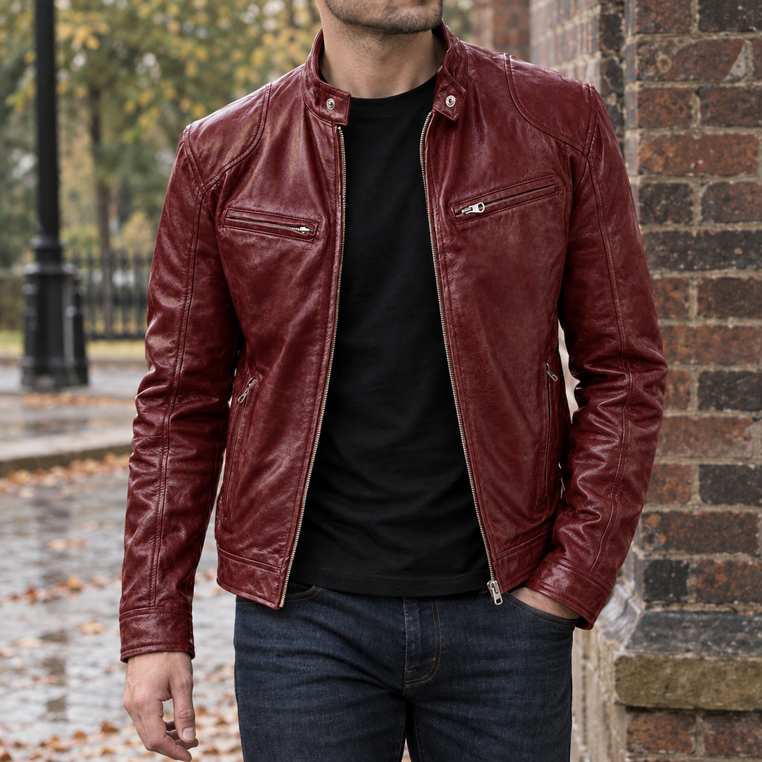Hubert Moto Jacket - Wine Red