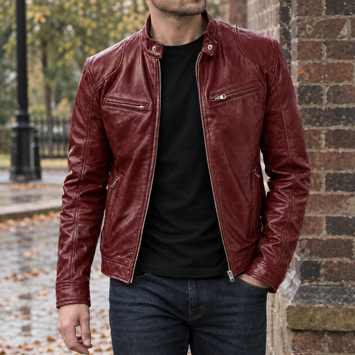 Hubert Moto Jacket - Wine Red