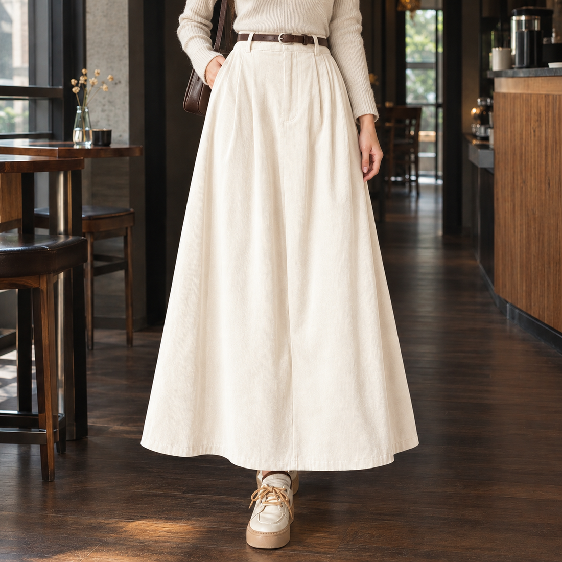 Fiona Flared Midi Skirt - Ivory