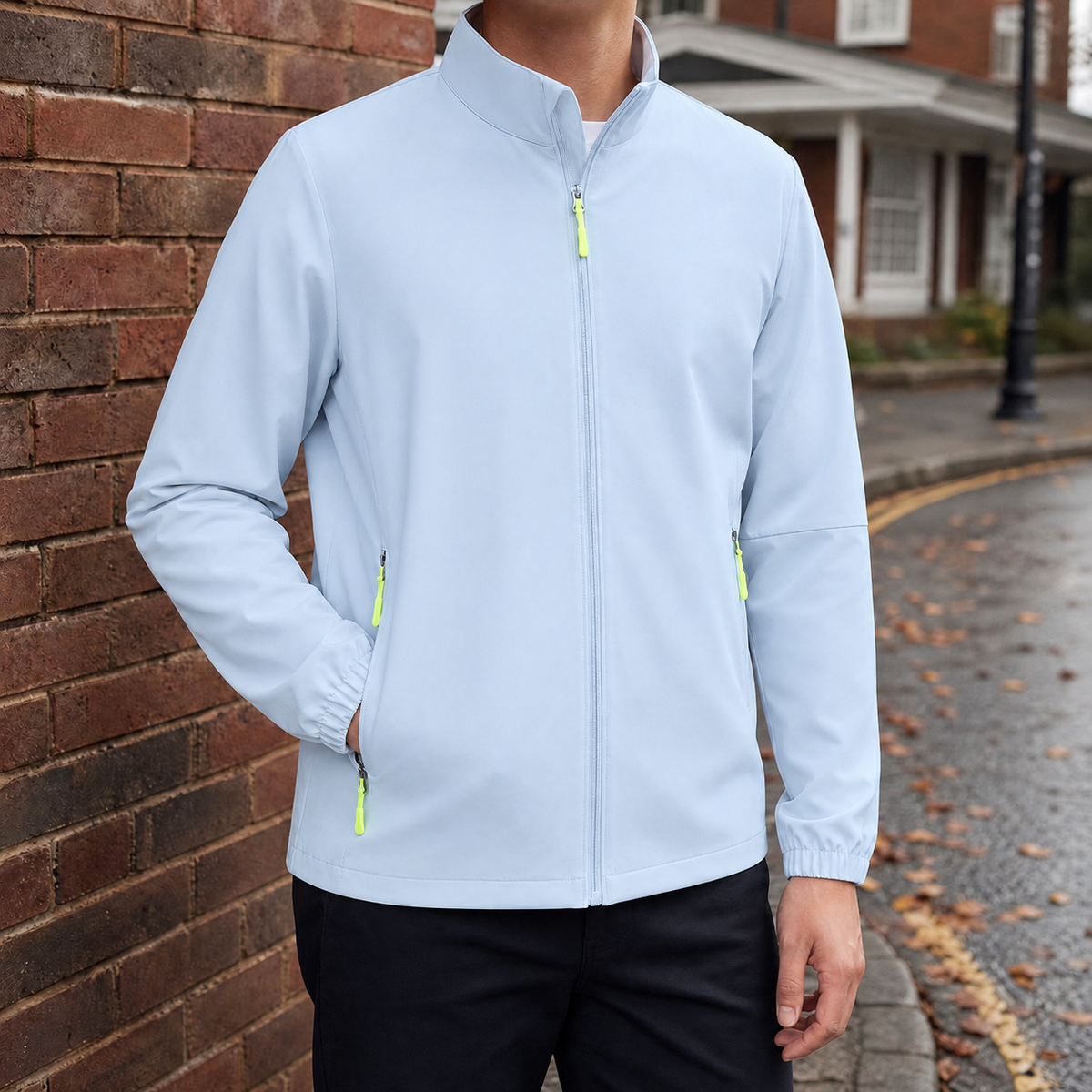 Harlan Stand Collar Jacket - Light Blue