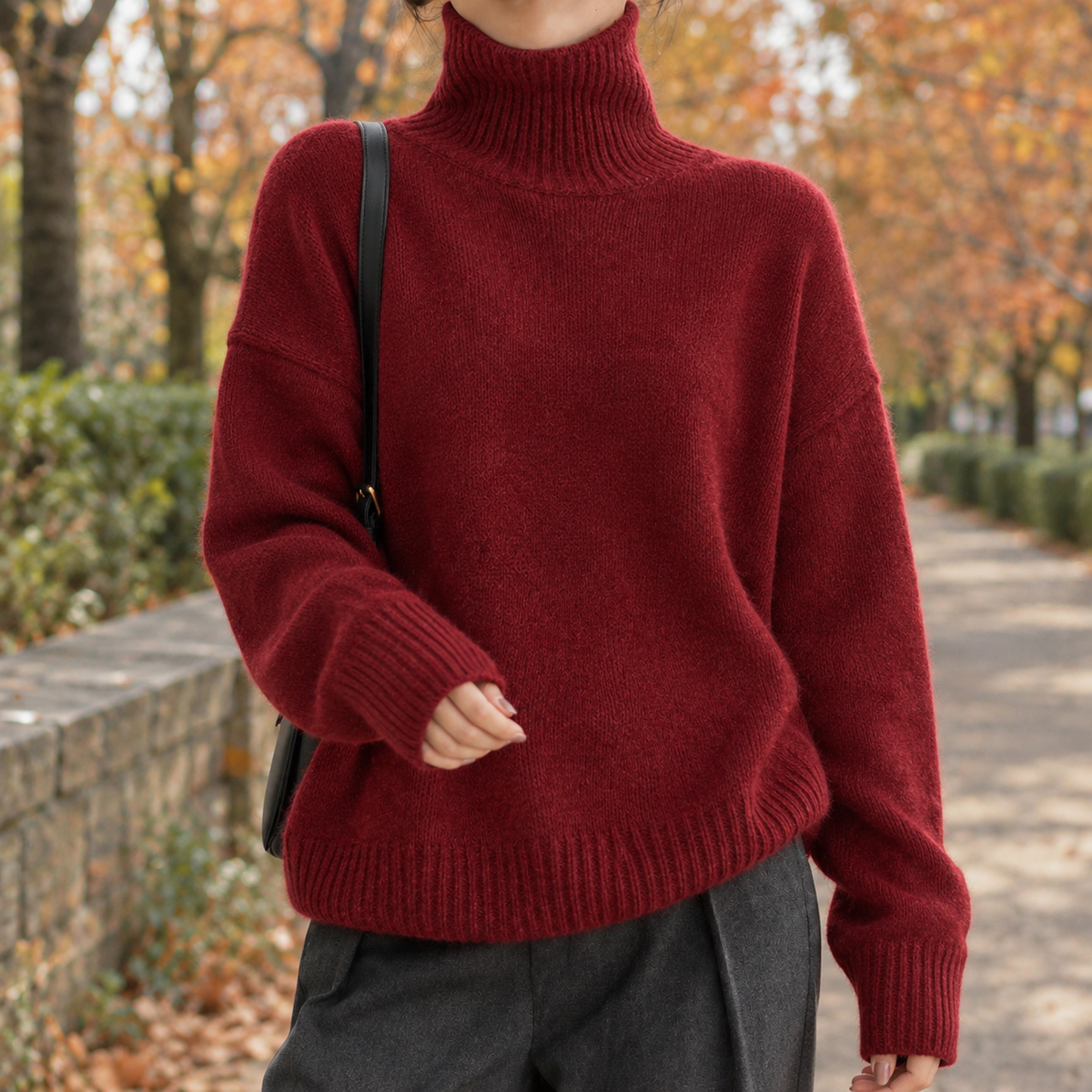 Melisande Relaxed Turtleneck Sweater - Red