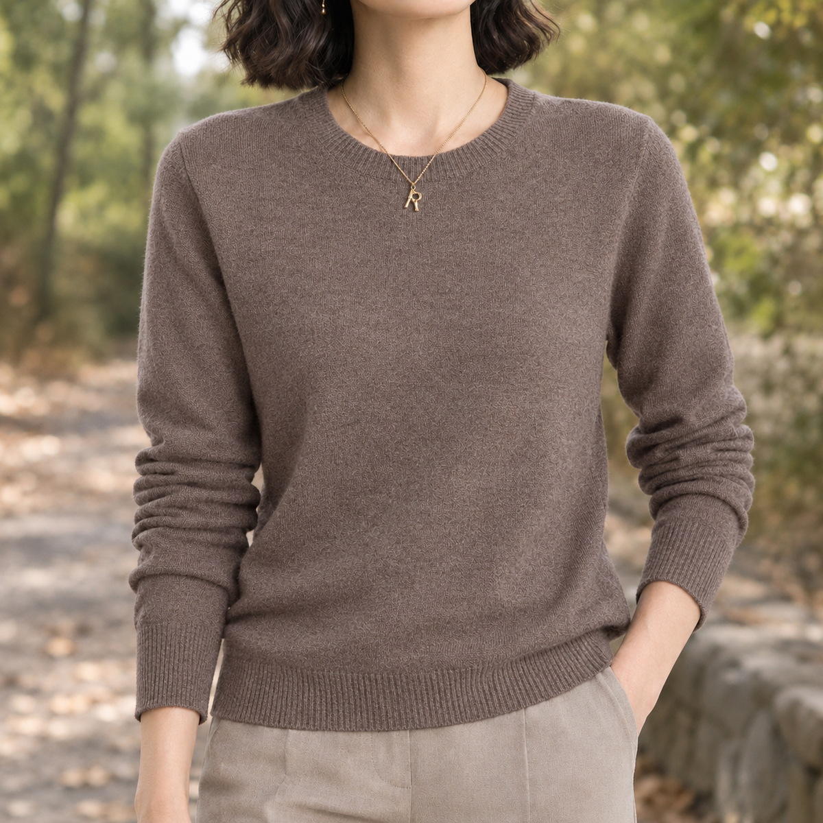 Bianca Crew Neck Sweater - Taupe