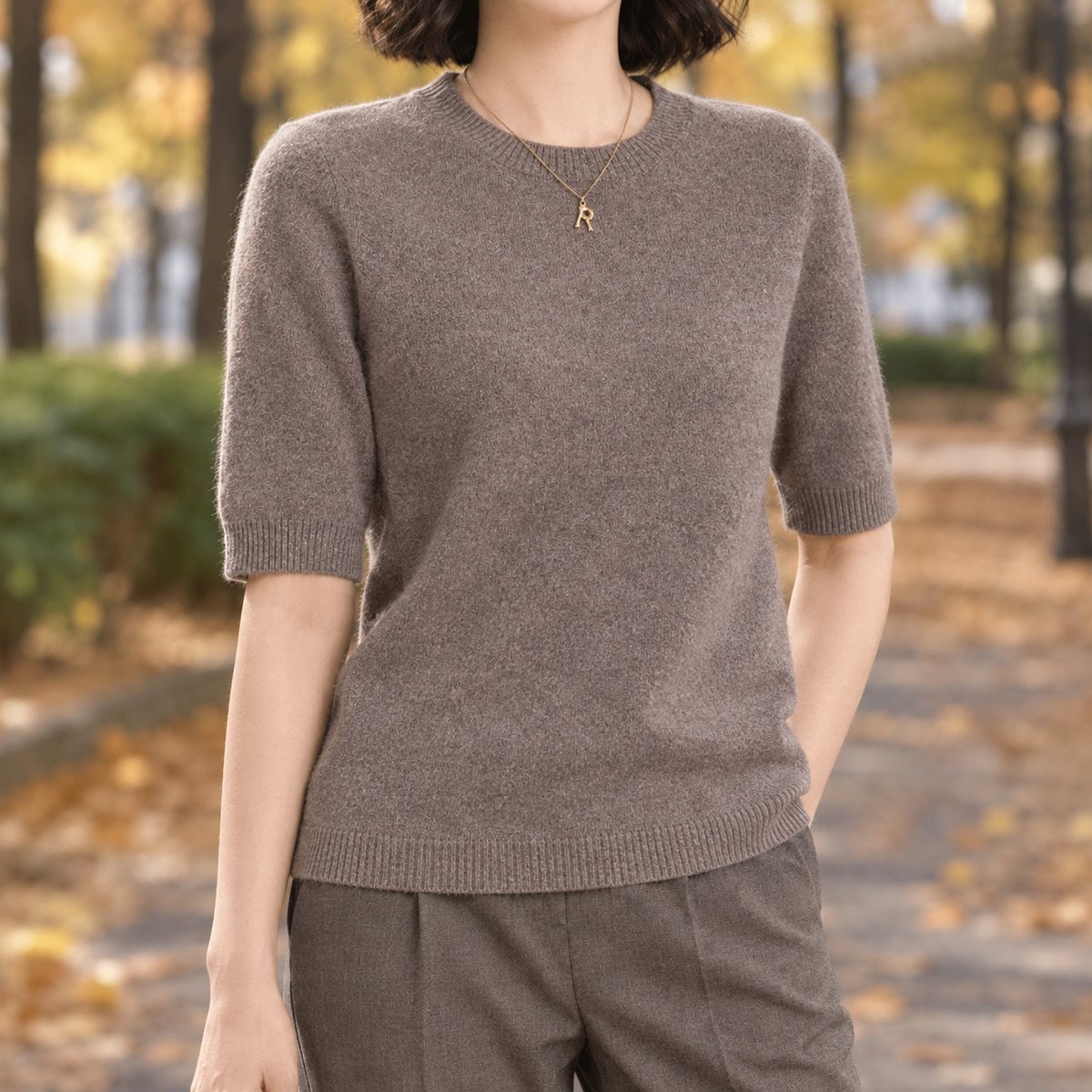 Adrienne Crew Neck Sweater - Coffee Camel