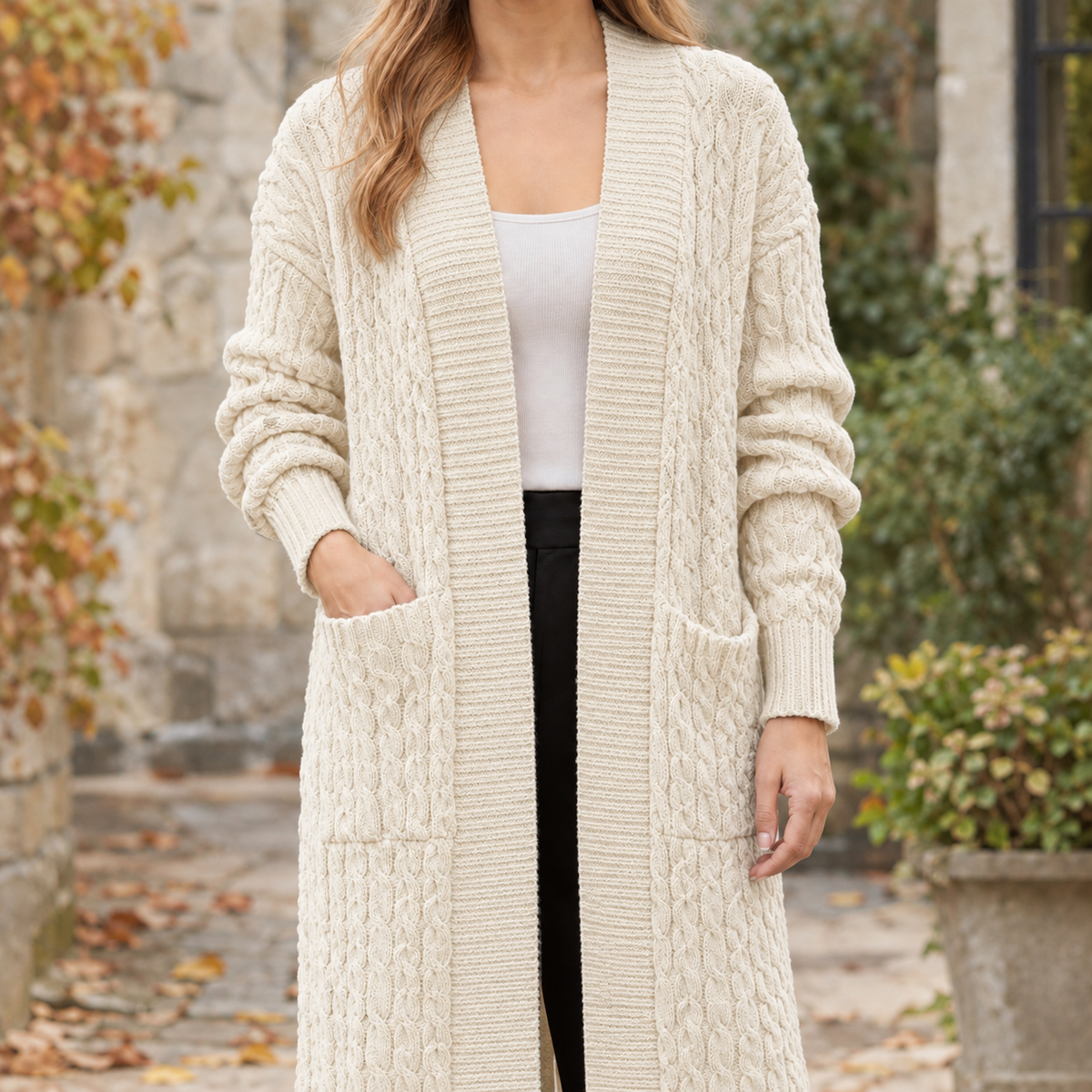 Stella Cable Knit Cardigan - Milky White