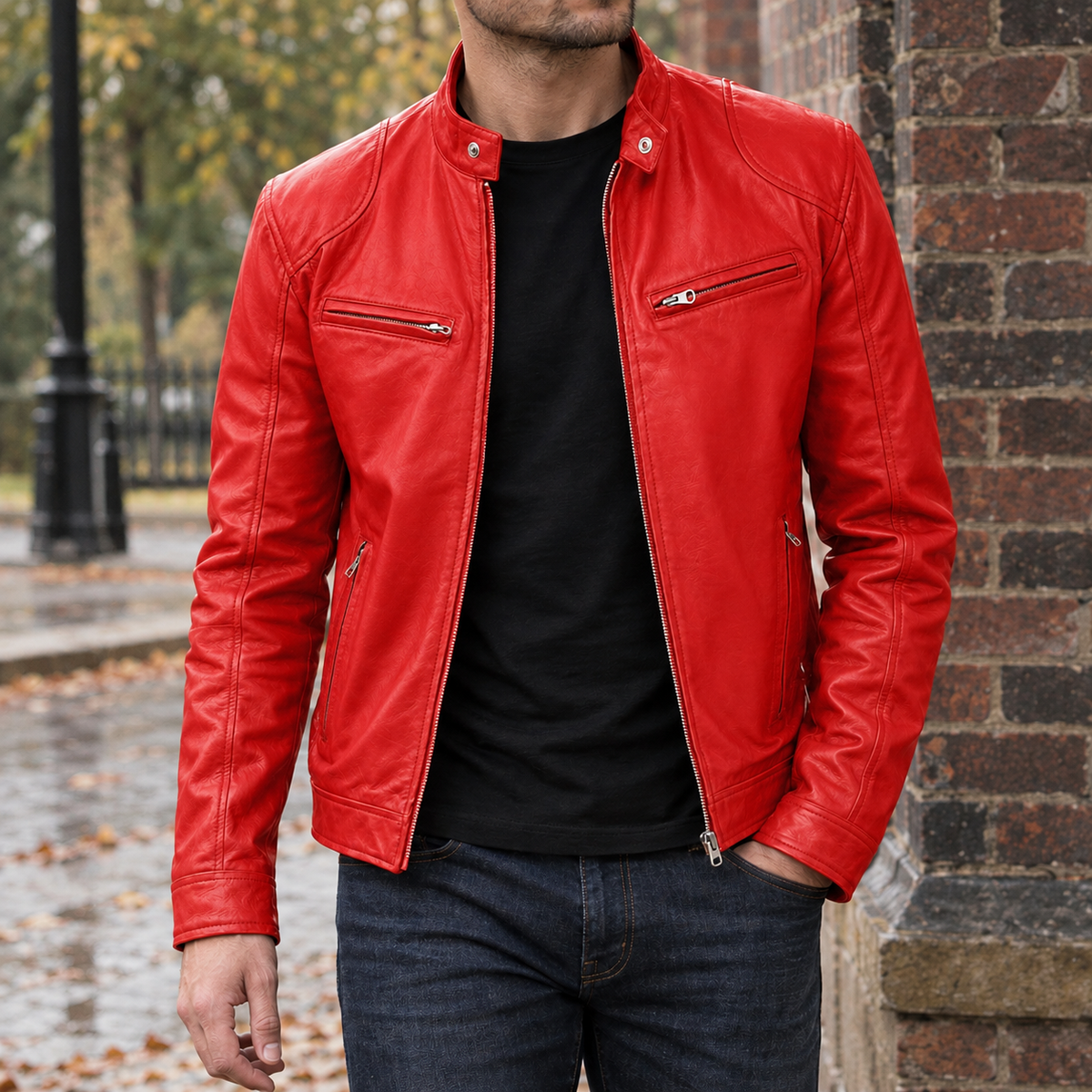Hubert Moto Jacket - Red
