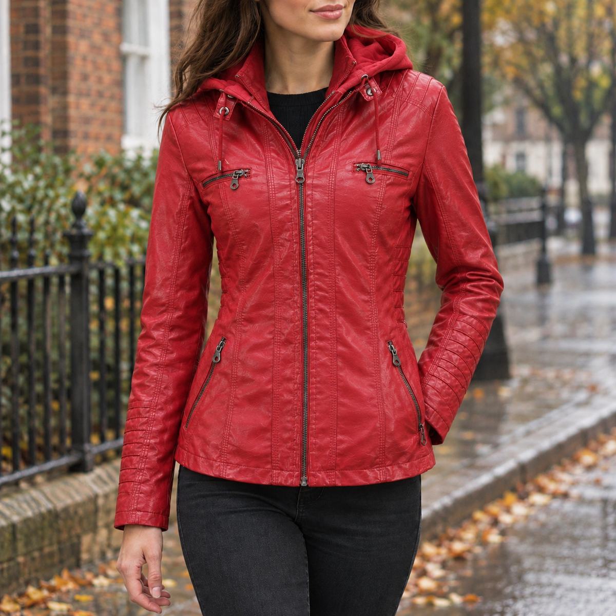 Grace Hooded Jacket - Date Red